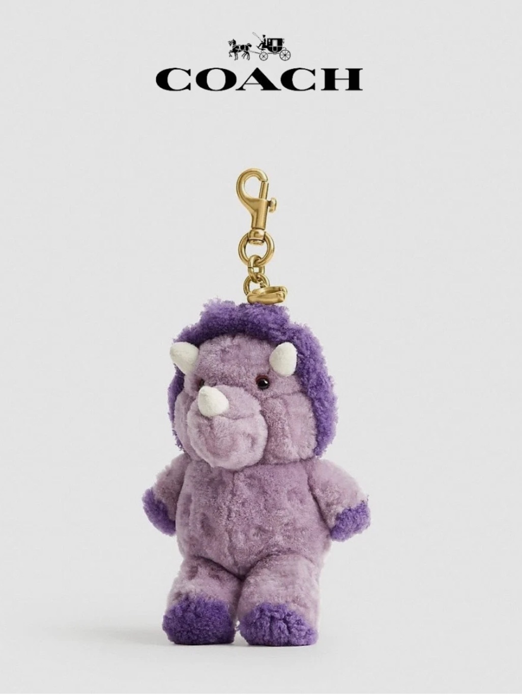 Coach Shearling Trixy Purple Dinosaur Bag Charm Limited Edition Ceg49